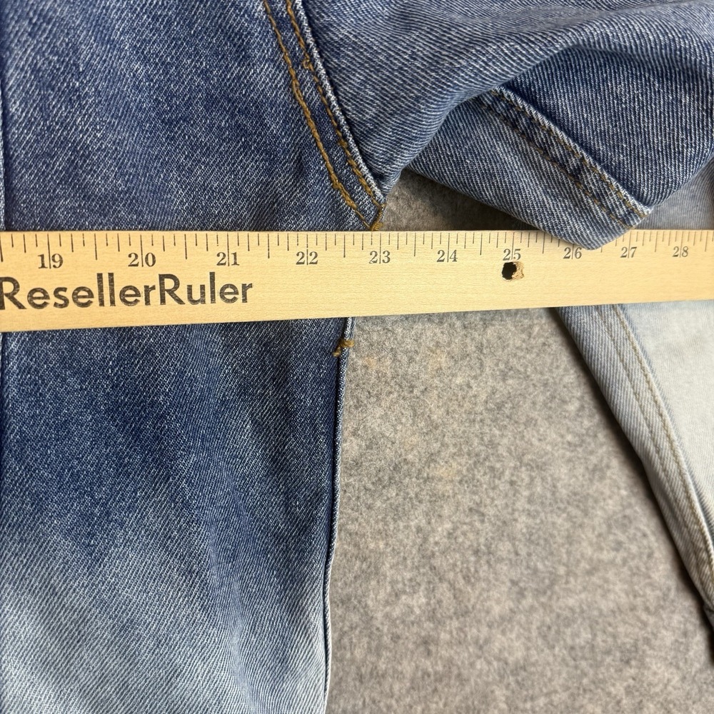 YoungLA Jean Jacket Mens Small Blue Distressed Acid Wash Denim Crossword Graphic - Picture 8 of 9